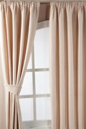 Homescapes Natural Chenille Pencil Pleat Lined Curtains Pair - Size: 167 cm width x 183 cm drop - thumbnail 2