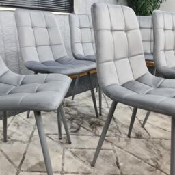 KOSY KOALA Dining Chairs Set of 6 Grey Velvet Kitchen Chairs in Black - thumbnail 6