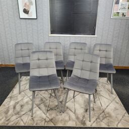 KOSY KOALA Dining Chairs Set of 6 Grey Velvet Kitchen Chairs in Black - thumbnail 2
