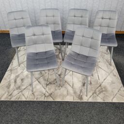 KOSY KOALA Dining Chairs Set of 6 Grey Velvet Kitchen Chairs in Black - thumbnail 1