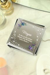 Personalised Memento Company Women's Personalised Floral Butterfly Diamante Glass Trinket Box in Clear - thumbnail 4