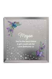 Personalised Memento Company Women's Personalised Floral Butterfly Diamante Glass Trinket Box in Clear - thumbnail 1