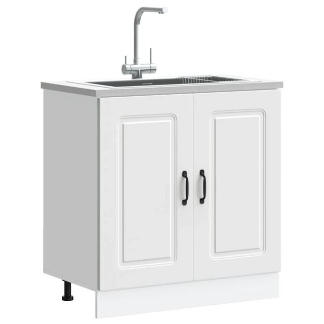 Berkfield Home Sink Base Cabinet Kalmar White 80x46x81.5 cm Engineered Wood - image 1