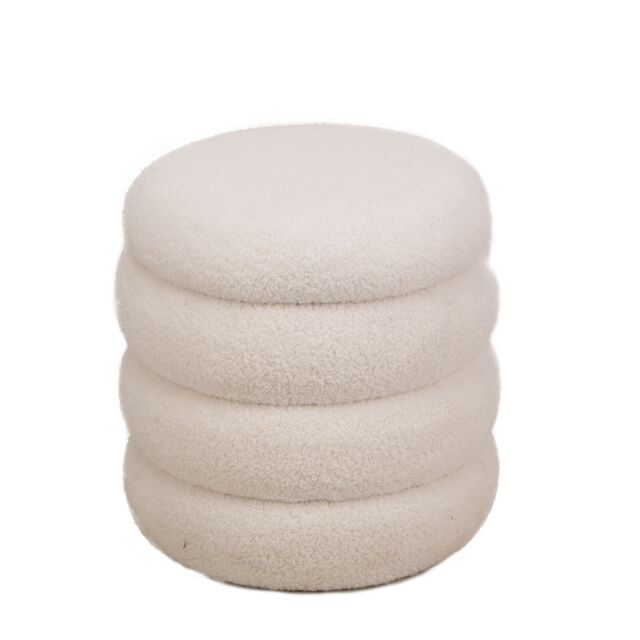 Nordlys Scandinavian Living Room Pouf in White - image 1