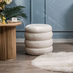 Nordlys Scandinavian Living Room Pouf in White - thumbnail 2