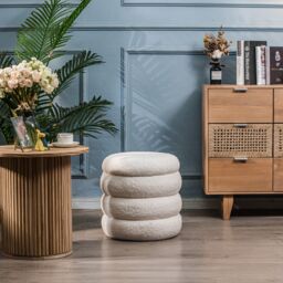 Nordlys Scandinavian Living Room Pouf in White - thumbnail 4