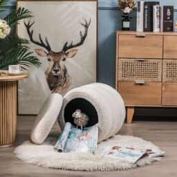Nordlys Scandinavian Living Room Pouf in White - thumbnail 3