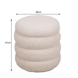 Nordlys Scandinavian Living Room Pouf in White - thumbnail 5