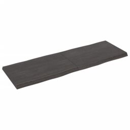 Berkfield Home Table Top Dark Grey 180x60x(2-6) cm Treated Solid Wood Live Edge in Brown - thumbnail 2