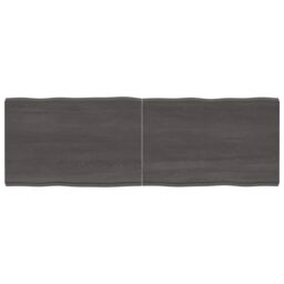 Berkfield Home Table Top Dark Grey 180x60x(2-6) cm Treated Solid Wood Live Edge in Brown - thumbnail 1
