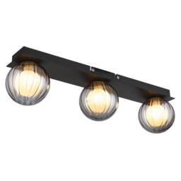 Netlighting Ander Globe Ceiling Light Black IP44 Balls Smoke Glass Shade 3x G9