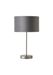 ValueLights Charlie Chrome Stem Table Lamp with Grey Velvet with Chrome Inner Lamp Shade - thumbnail 7