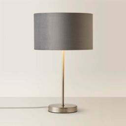 ValueLights Charlie Chrome Stem Table Lamp with Grey Velvet with Chrome Inner Lamp Shade - thumbnail 3