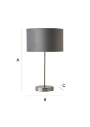 ValueLights Charlie Chrome Stem Table Lamp with Grey Velvet with Chrome Inner Lamp Shade - thumbnail 9
