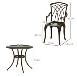 OUTSUNNY 5 PCs Garden Dining Set, Garden Furniture Set, Bronze Tone - thumbnail 3