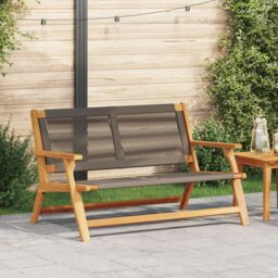 Berkfield Home Garden Bench Grey 76x122x73 cm Solid Wood Acacia in Brown - Size: 76 x 122 x 73 cm - thumbnail 1