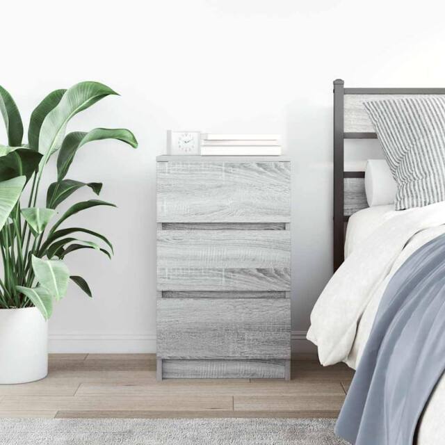 Berkfield Home Durable Bedside Cabinet with 3 Drawers Grey Sonoma 39x35x65 cm - Size: 39 x 35 x 65 cm - image 1