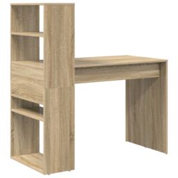 Berkfield Home Desk with Storage Sonoma Oak 113x54x120 cm Engineered Wood in Beige - Size: 113 x 54 x 120 cm - thumbnail 6