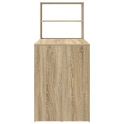 Berkfield Home Desk with Storage Sonoma Oak 113x54x120 cm Engineered Wood in Beige - Size: 113 x 54 x 120 cm - thumbnail 5