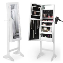 Beautify Full Length Free Standing LED Storage Mirror Armoire in White - thumbnail 6