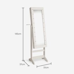 Beautify Full Length Free Standing LED Storage Mirror Armoire in White - thumbnail 7