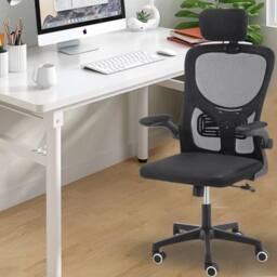 FLAVORA Black Style 2 Ergonomic Mesh Swivel Height Adjustable Office Chair - Size: 0.6m2 - thumbnail 3