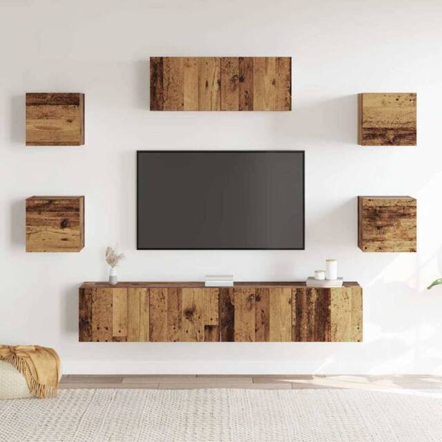 Berkfield Home Classic 5 Piece TV Cabinet Set Wall-mounted Old Wood in Brown - image 1