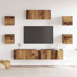 Berkfield Home Classic 5 Piece TV Cabinet Set Wall-mounted Old Wood in Brown