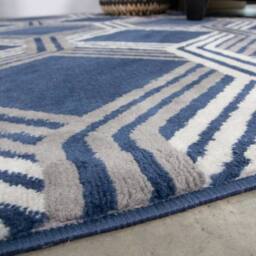 Kukoon Navy Blue Grey Modern Geometric Living Area Rug - Size: 60 cm x 240 cm - thumbnail 3