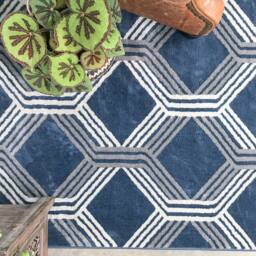 Kukoon Navy Blue Grey Modern Geometric Living Area Rug - Size: 60 cm x 240 cm - thumbnail 2