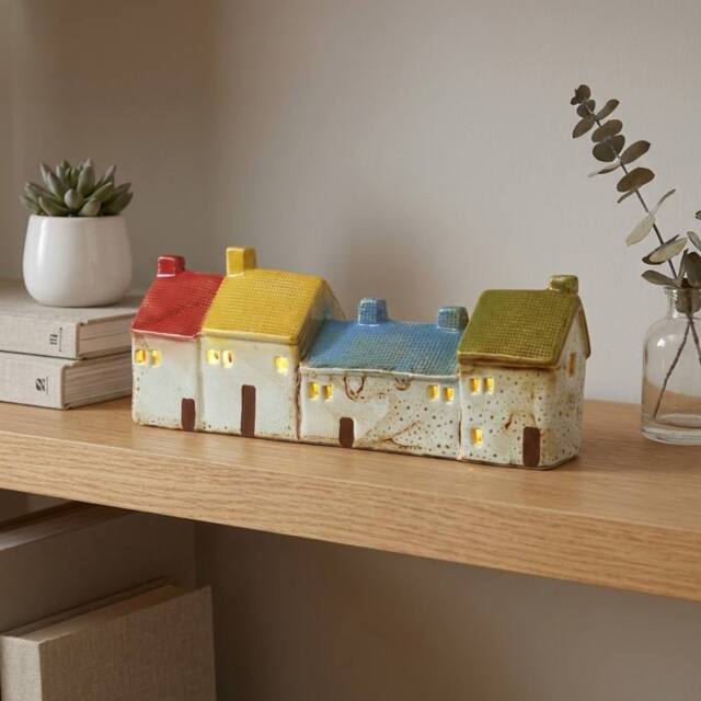 Garden Greatness Colourful Light Up Ceramic Houses - Size: 1 Pack - image 1