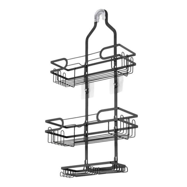KORVIXA Over Head Shower Caddy Basket with Hooks 3 Layers in Black - Size: 50 cm x 80 cm - image 1