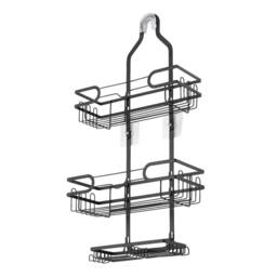 KORVIXA Over Head Shower Caddy Basket with Hooks 3 Layers in Black - Size: 50 cm x 80 cm - thumbnail 1