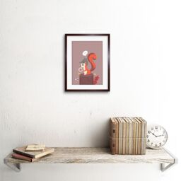 "Artery8 Wall Art Print Red Squirrel Acorn Search Art Framed 9x7 inch in Brown - Size: W7"" x H9""" - thumbnail 2