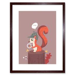 "Artery8 Wall Art Print Red Squirrel Acorn Search Art Framed 9x7 inch in Brown - Size: W7"" x H9""" - thumbnail 1