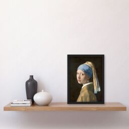 Artery8 Johannes Vermeer with a Pearl Earring Reproduction Painting Artwork Framed Wall Art Print A4 in Black - thumbnail 2