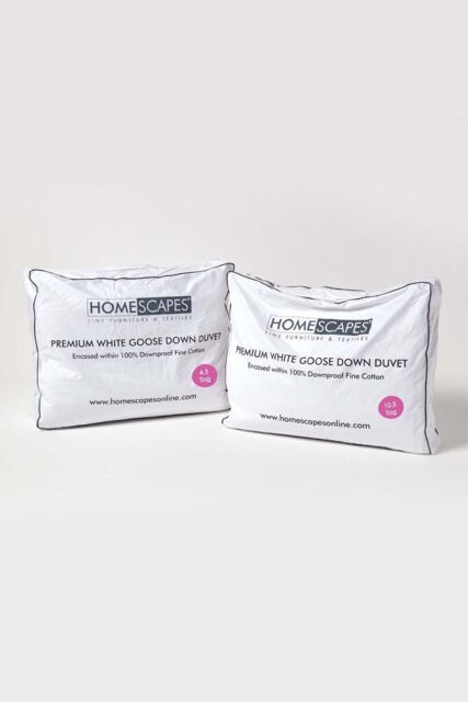 Homescapes Premium White Goose Down 15 Tog All Seasons Duvet - Size: Super King - image 1