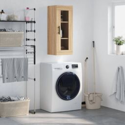 Berkfield Home Wall Mounted Cabinet Sonoma Oak 34.5x34x90 cm in Brown - thumbnail 1