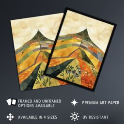 "Artery8 Glastonbury Tor Somerset Colourful Abstract Wall Art Print in Yellow - Size: W24"" x H32""" - thumbnail 2
