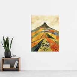 "Artery8 Glastonbury Tor Somerset Colourful Abstract Wall Art Print in Yellow - Size: W24"" x H32""" - thumbnail 4