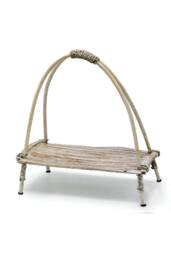 KDMD Coconut Leaf Tea Stand - Handcrafted Whitewashed Rattan in White