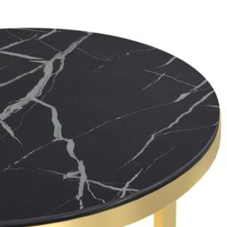 Berkfield Home Side Table Gold & Black Marble 45 cm Tempered Glass - thumbnail 6