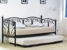 Comfy Living Ltd Metal Crystal Finial Day Bed in Black - Size: Small Single