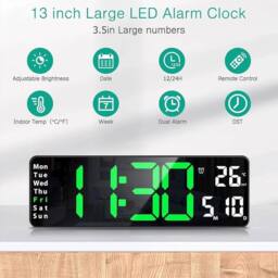 FLAVORA Green Digital LED Clock Wall Desk Clock - Size: 0.6m2 - thumbnail 2