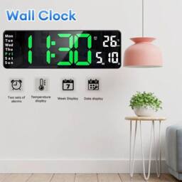 FLAVORA Green Digital LED Clock Wall Desk Clock - Size: 0.6m2 - thumbnail 5