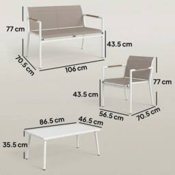 OUTSUNNY 4 Seater Garden Furniture Set, Metal Garden Sofa Set, Khaki - thumbnail 3