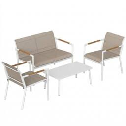 OUTSUNNY 4 Seater Garden Furniture Set, Metal Garden Sofa Set, Khaki - thumbnail 2