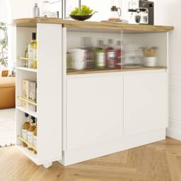 BTM 360° Swivel Dining Bar with Shelves & Glass in Black - thumbnail 4