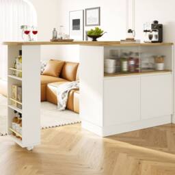 BTM 360° Swivel Dining Bar with Shelves & Glass in Black - thumbnail 2
