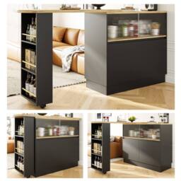 BTM 360° Swivel Dining Bar with Shelves & Glass in Black - thumbnail 1